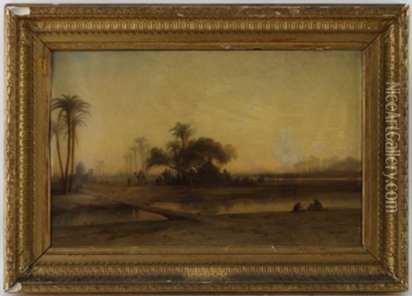 Oasis Dans Le Desert Oil Painting - Francois (Pierre Bernard) Barry