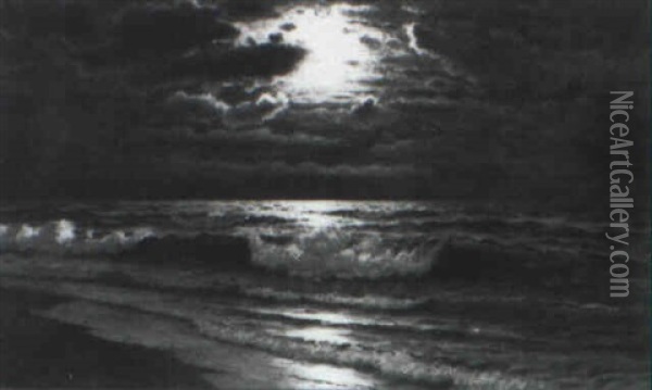 Moonlight Over The Pacific Oil Painting - Richard Dey de Ribcowsky