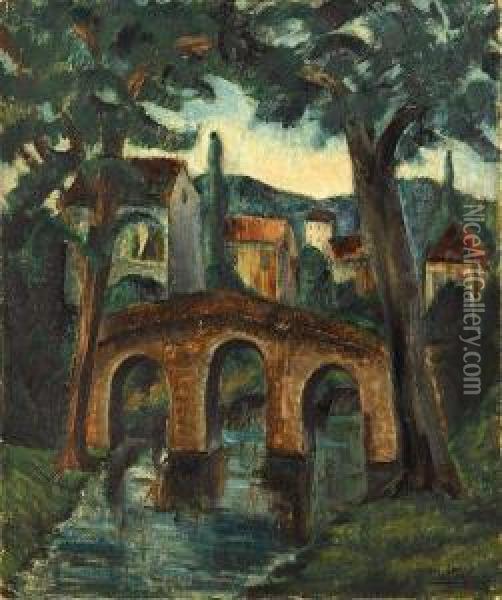 Pont Pres Du Village Oil Painting - Andre Utter