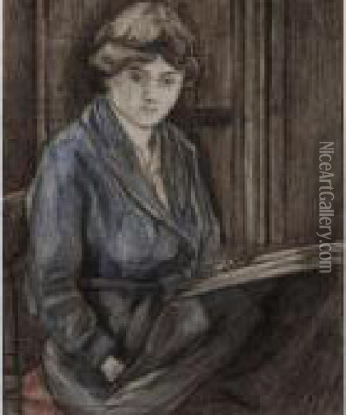 Drawing For The Student (the Artist's Daughter) Oil Painting - Robert Polhill Bevan