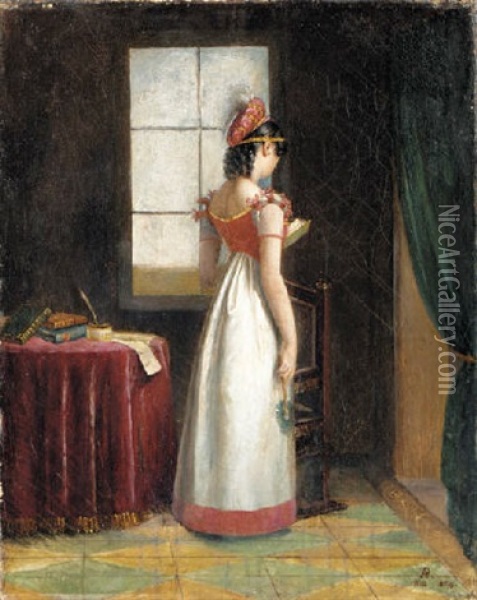 Portrait Of Amelia De Beuharnais Oil Painting - Armand Julien Palliere
