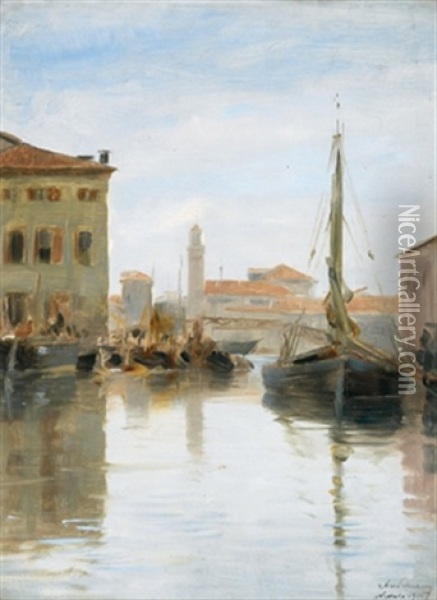 Bei Venedig, Nicolo Oil Painting - Adolf Schwarz