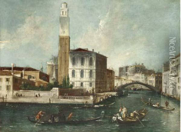 The Grand Canal, Venice, With The Church Of San Geremia Oil Painting - (Giovanni Antonio Canal) Canaletto