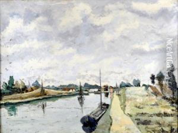 Le Canal Oil Painting - Louis Emile Minet