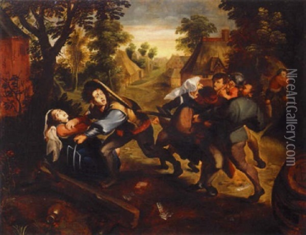 Peasants Brawling In A Landscape Oil Painting - Pieter Brueghel the Younger