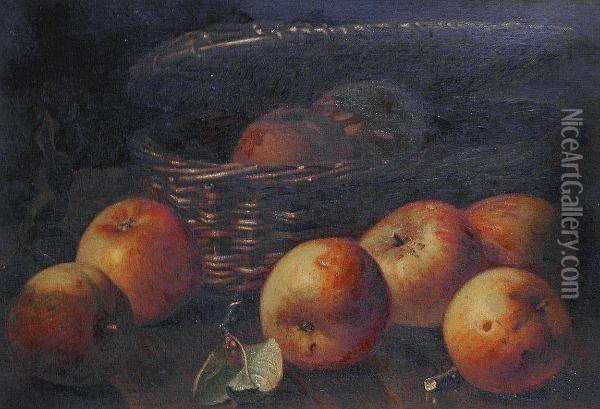 Still Life Of Ribston Pippin 
Apples 'eh Stannard/1894' (lower Left), Inscribed With Title, Artist's 
Name And Address On Label Attached To The Reverse Oil Painting - Eloise Harriet Stannard