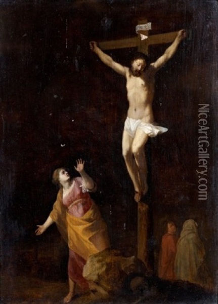 Marie-madeleine Au Pied De La Croix Oil Painting - Cornelis Van Poelenburgh