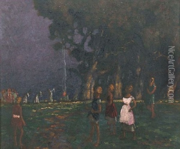 Feier Bei Nacht Oil Painting - Ernst Schwartz