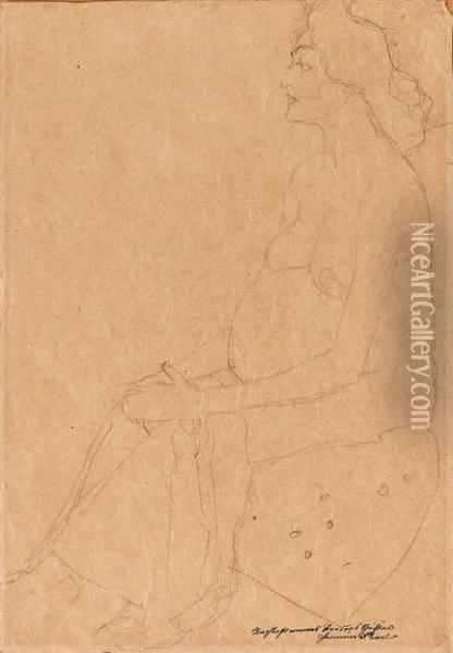 Sitzende Schwangere
Pencil On Tan Paper Oil Painting - Gustav Klimt