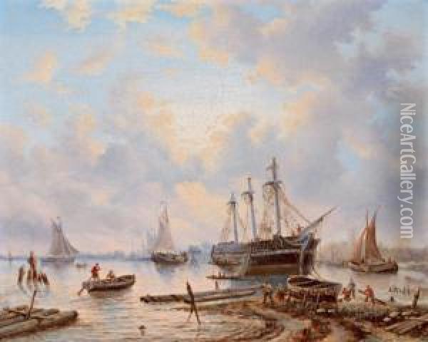 Schiffe Im Hafen Oil Painting - Petrus Jan Schotel