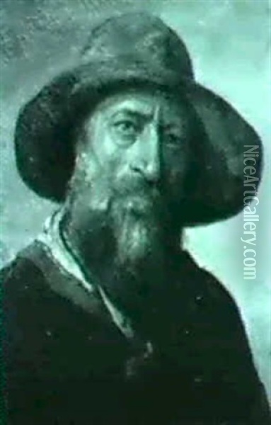 Bearded Man Wearing A Scarf And Hat Oil Painting - Andres Molinary