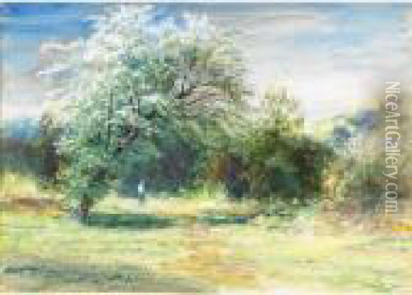 At Fontainbleu, Near Barbizon Oil Painting - John MacWhirter
