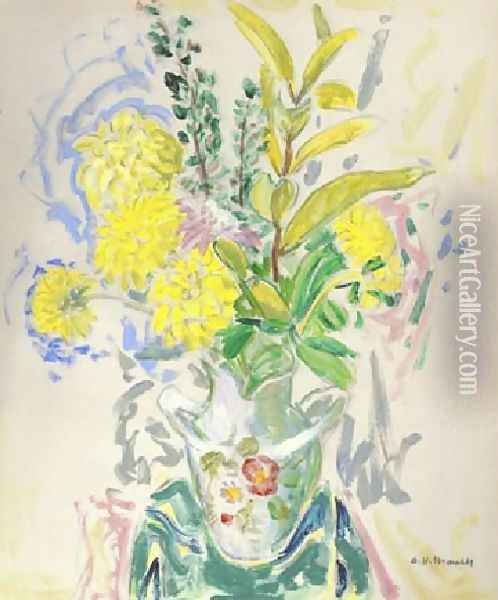 Untitled Floral Still Life In Porcelain Oil Painting - Alfred Henry Maurer