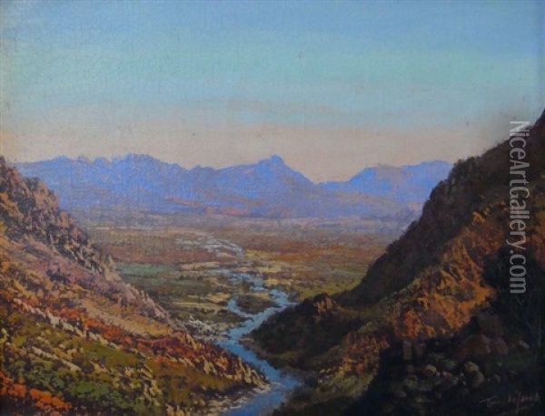 Breede River Oil Painting - Tinus de Jongh