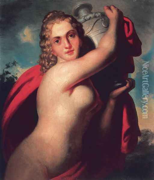 Bathing Woman (Hebe) Oil Painting - Demeter Laccataris