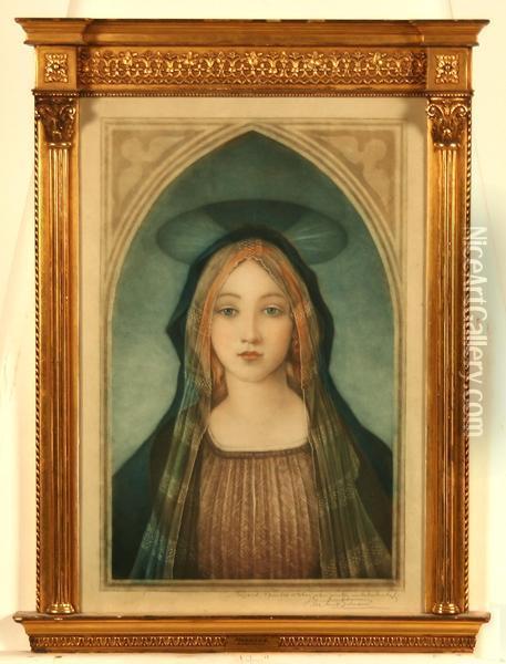 Madonna Oil Painting - Samuel Arlent Edwards