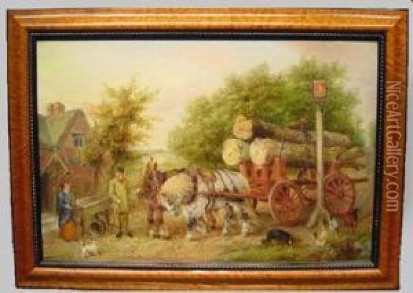 Halt At A Village Hostelerie Oil Painting - Edwin Frederick Holt