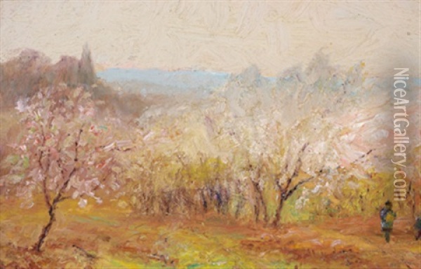 Bluhende Apfelbaume Oil Painting - Francois Richard De Montholon