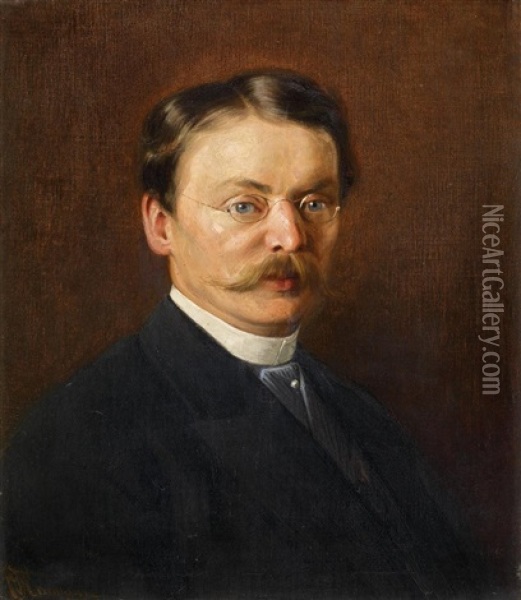 Portrat Des Johann Josef Fischer-dick (baurat Zu Frankfurt Am Main) Oil Painting - Curt Herrmann
