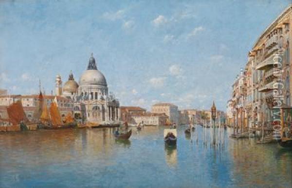 Venezia - Canale Grande Con Santa Maria Della Salute Oil Painting - Rafael Senet y Perez