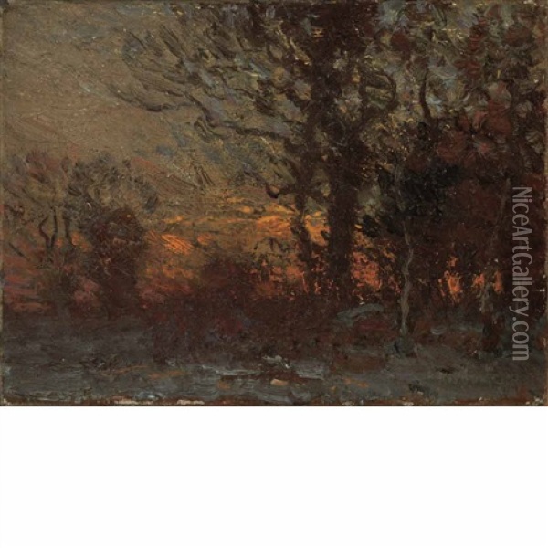 Sunset In The Woods Oil Painting - John Joseph Enneking