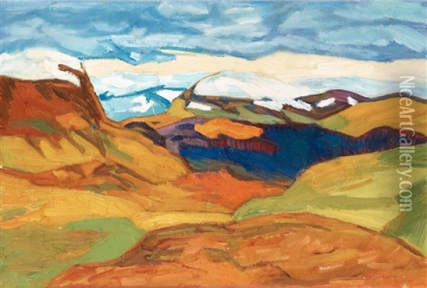 The Mountains At Karekiokko Oil Painting - Helmer Osslund