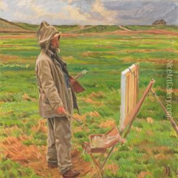 Fra Saeby, Viggo Johansenmaler. 1916 Oil Painting - Peter Marius Hansen