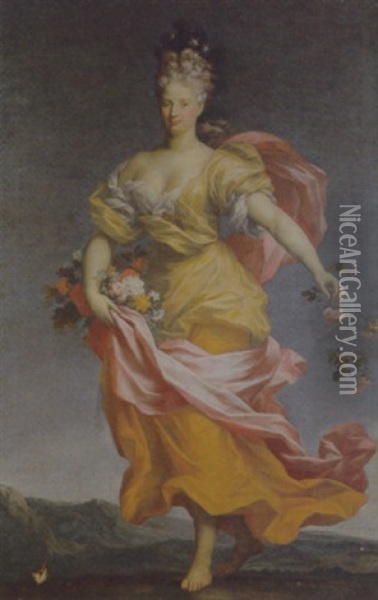 Ritratto Di Dama Come Flora Oil Painting - Domenico Parodi