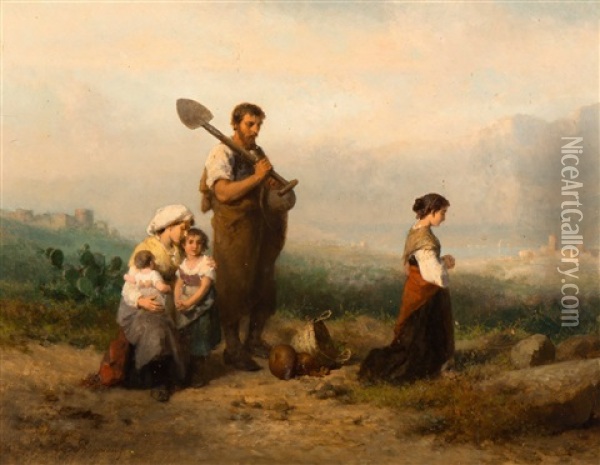A Prayer By The Roadside Oil Painting - Karel Frans Philippeau