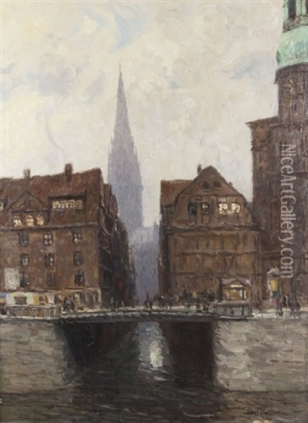 Am Michel In Hamburg Oil Painting - Paul Kutscha