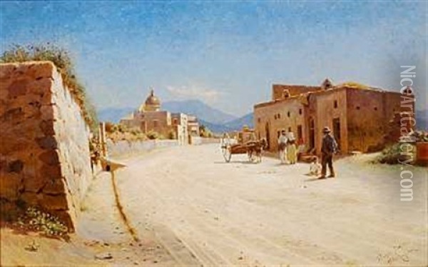 Sommerdag Ved Pompei Oil Painting - Niels Frederik Schiottz-Jensen