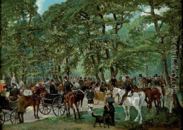 Au Bois De Boulogne Oil Painting - John Lewis Brown