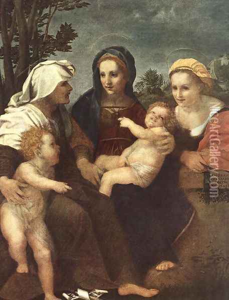 Madonna and Child with Sts Catherine, Elisabeth and John the Baptist 1519 Oil Painting - Andrea Del Sarto