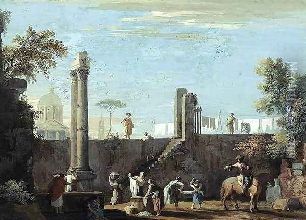 Figures among Ruins Oil Painting - Marco Ricci