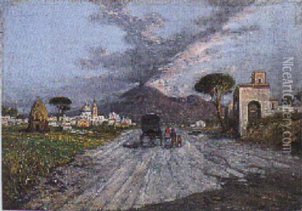 Viandanti Nell'entroterra Napoletano Oil Painting - Giuseppe Carelli