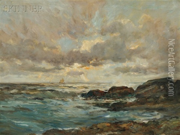 Sunset Mass. Coast Oil Painting - Charles Paul Gruppe