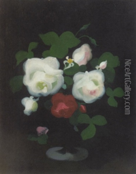 Still Life Of Roses In A Vase Oil Painting - Stuart James Park