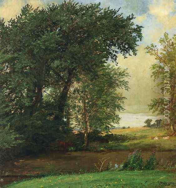 Banks of the River Oil Painting - Jasper Francis Cropsey