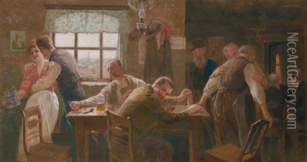 Wirtshausszene Oil Painting - Oskar Max Broesel