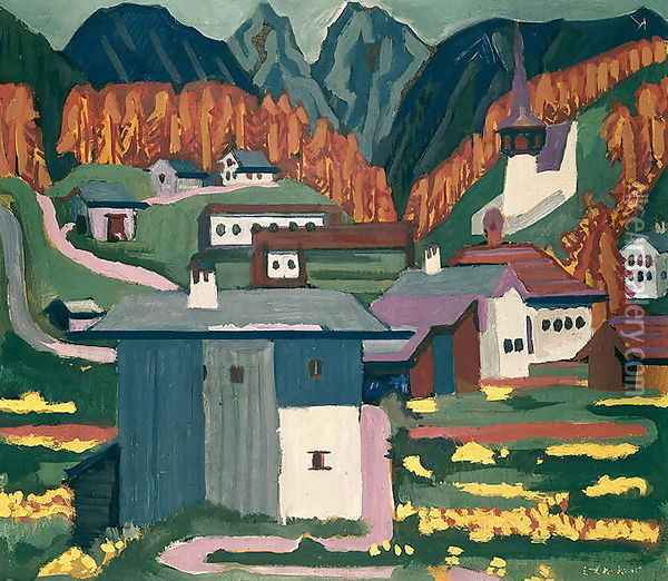 Autumn Landscape with Rifle Range Oil Painting - Ernst Ludwig Kirchner