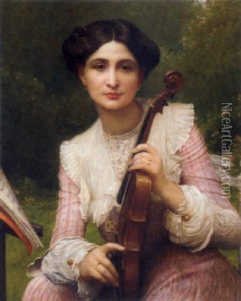 Jeune Femme Tenant Un Violon Oil Painting - Leon Paul Joseph Robert