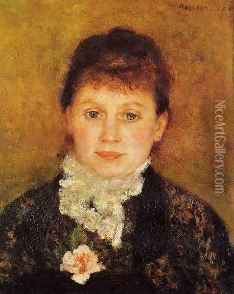 Woman Wearing White Frills Oil Painting - Pierre Auguste Renoir