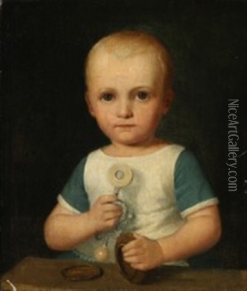 A Child Playing With Toys Oil Painting - Constantin (Carl Christian Constantin) Hansen