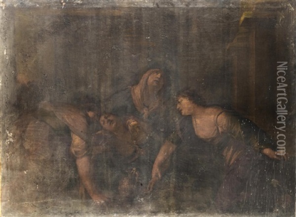 Ladies Mourning A Death Unframed Oil Painting - Francesco Furini