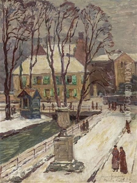 Dusseldorf. Wintertag An Der Dussel In Der Goltsteinstrase Oil Painting - Hans Seyppel