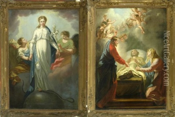 Die Auferweckung Des Lazarus (+ Maria Immaculata; 2 Works) Oil Painting - Louis Sorg