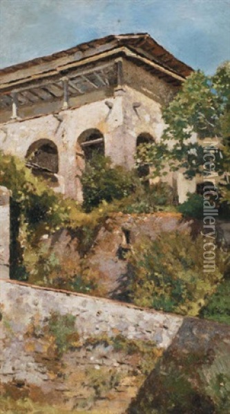 Paesaggio Con Torrione Oil Painting - Michele Cammarano
