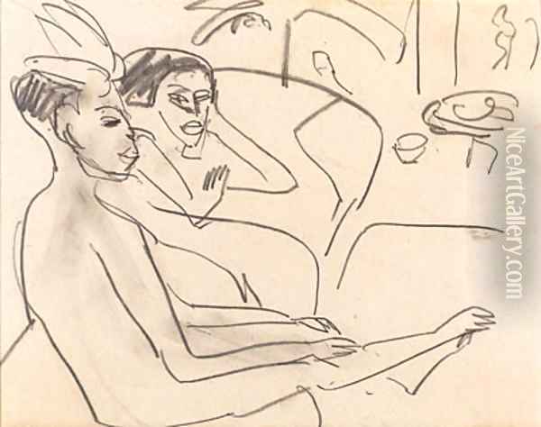 Sitzendes Paar (Milli und ihr Freund) Oil Painting - Ernst Ludwig Kirchner