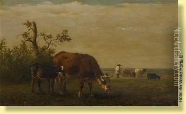 Vaches Dans Un Pre Oil Painting - Edouard Woutermaertens