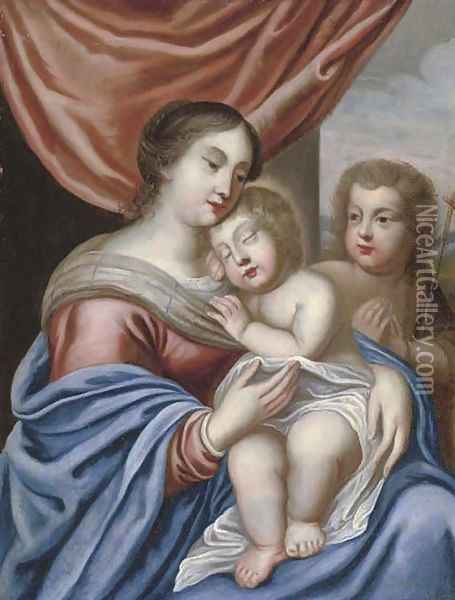 The Virgin and Child with the Infant Saint John the Baptist Oil Painting - Jacques Stella